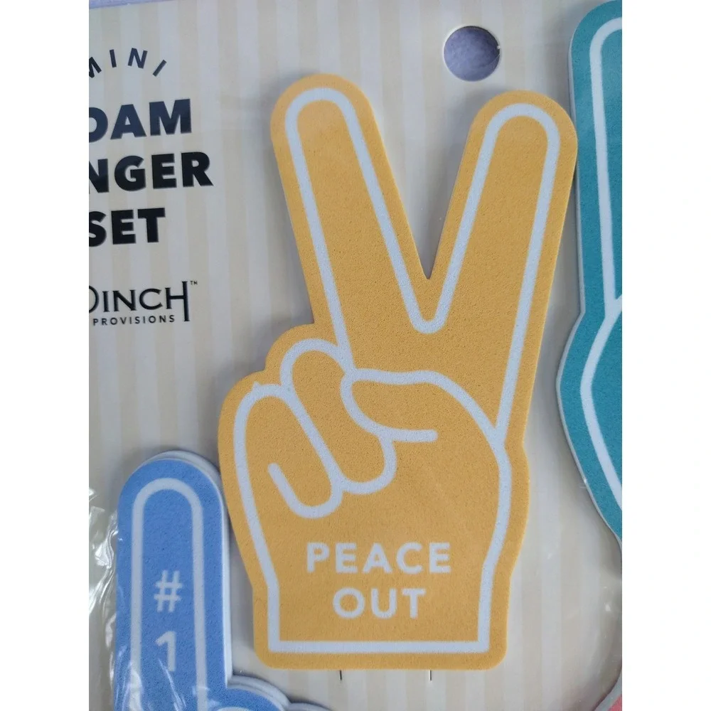 Mini Foam Finger Set Yellow Teal Blue Coral Great for students, teams, parties